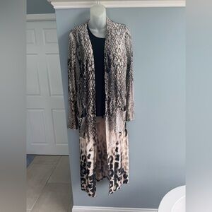 Frank Lyman Design Animal Print Cardigan - Black and Tan